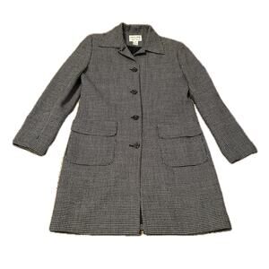 Vintage Black and White Polka Dot Button Up Long Coat / size 8